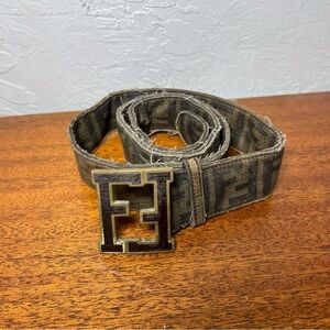 Genuine Fendi Belt - 41" long - steampunk belt - distressed grunge serial number
